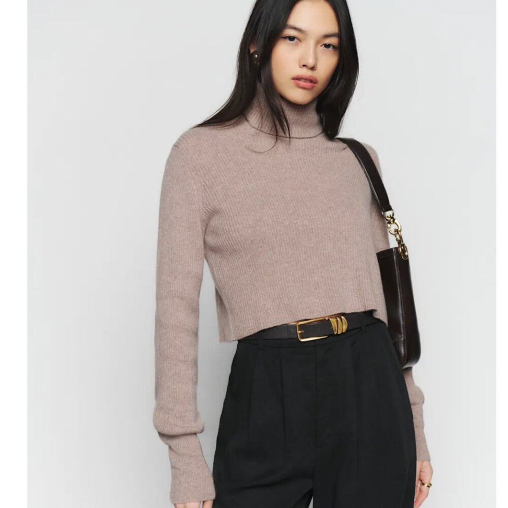 Reformation Luisa Cropped Cashmere Sweater Sz Small